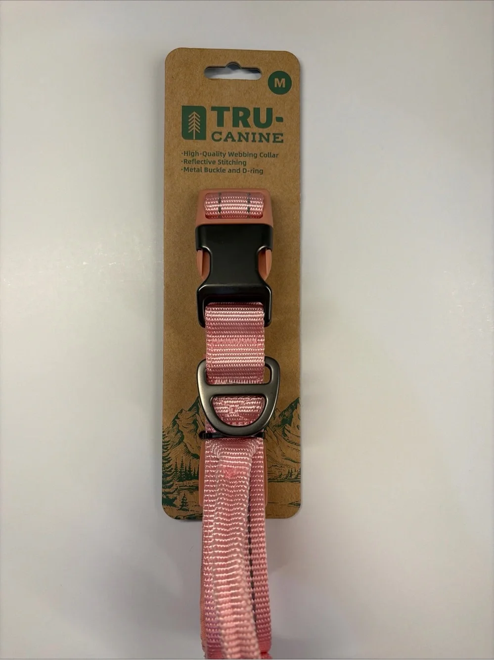 Pink Reflective  Heavy duty dog collar - size Medium